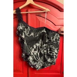 Grass collection One Shoulder Shirt Animal Print Ruffle Side Super Cute EUC XL